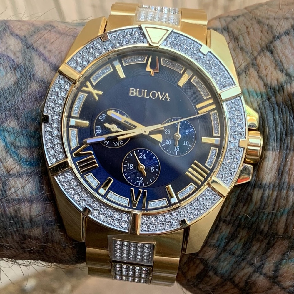Bulova Men's Watch with Gold and Blue Accents